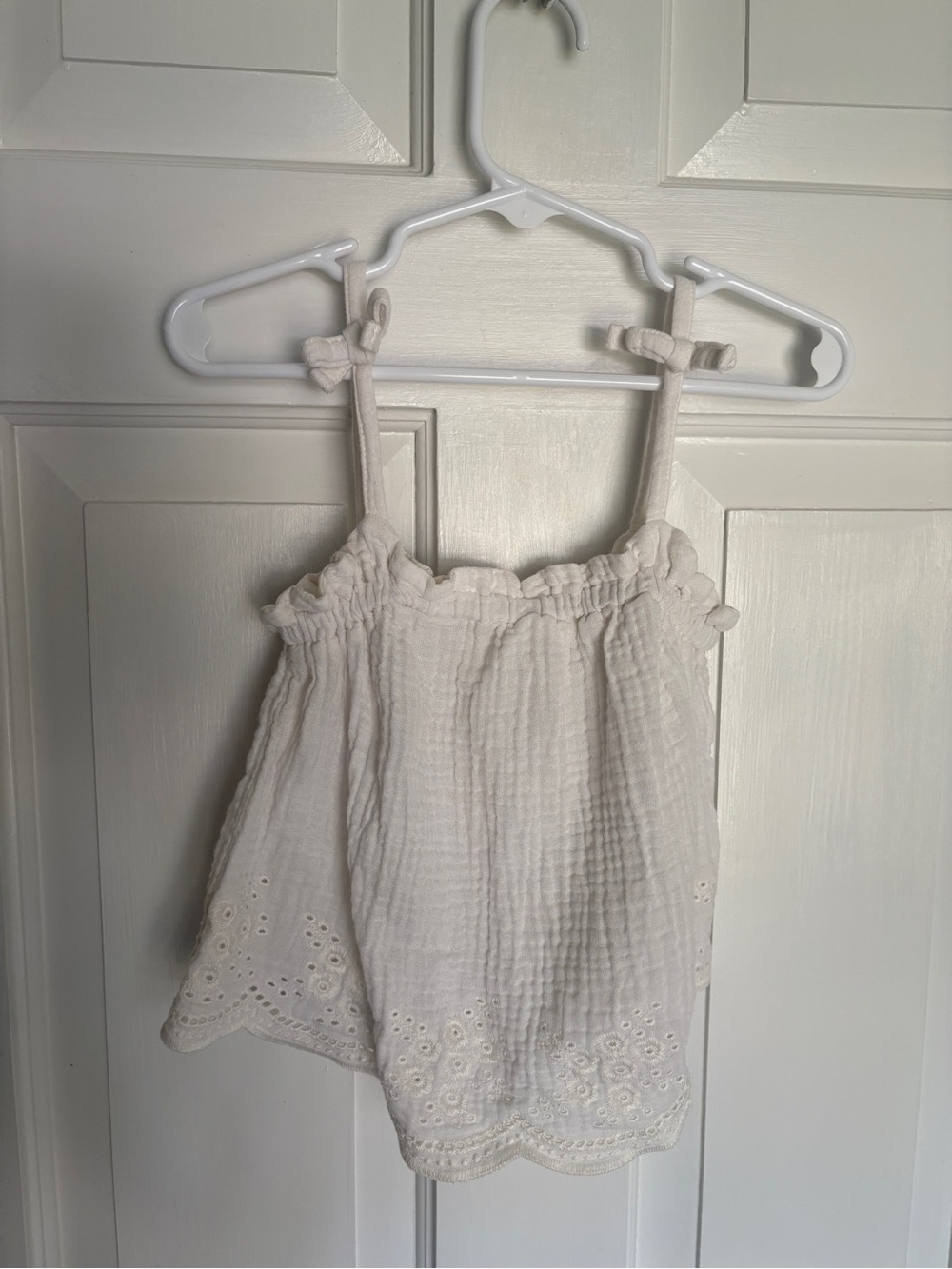 White Muslin Gauze Toddler Girl Flowy Tank Top by Modern Moments